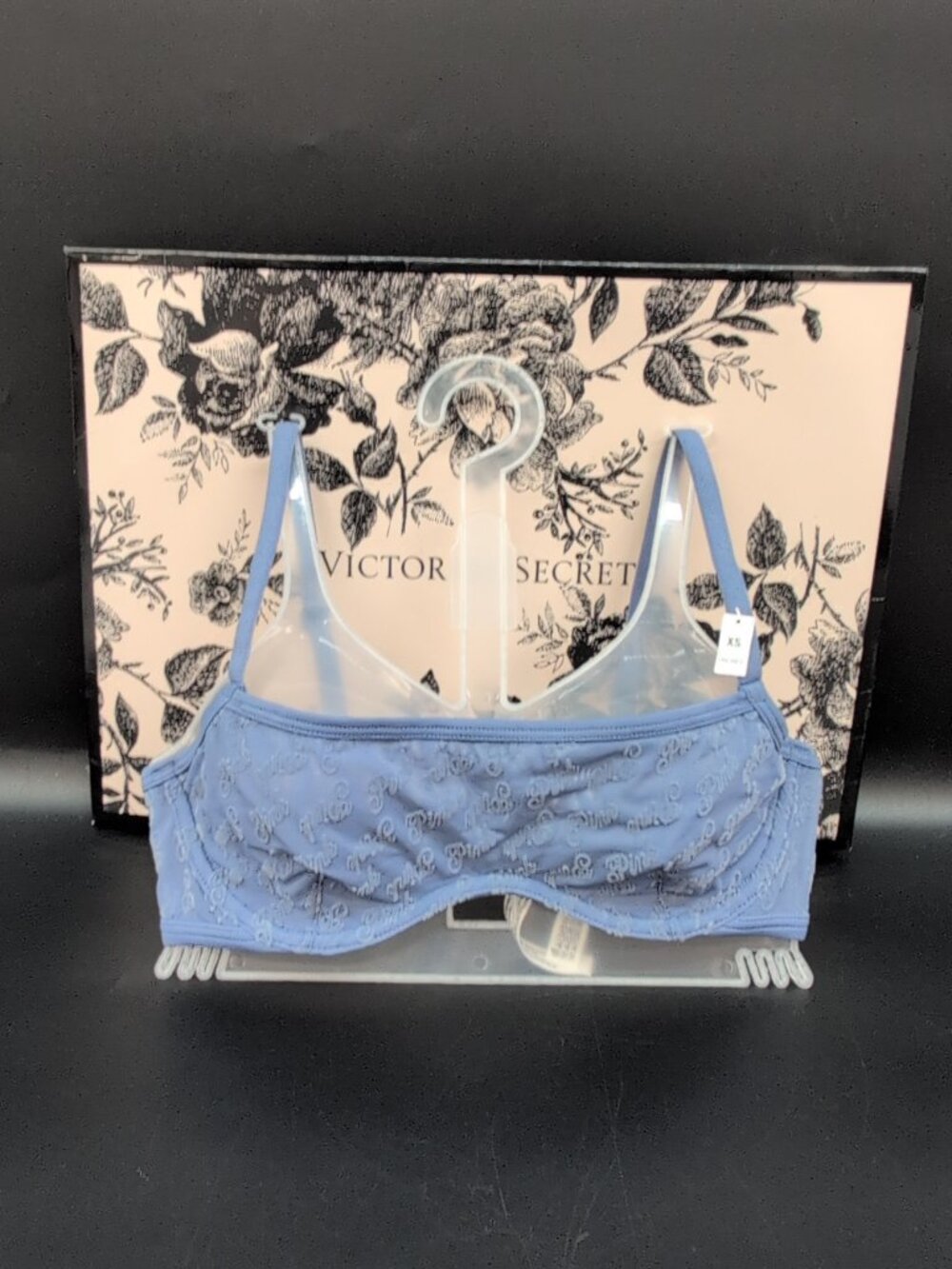 Victoria's Secret PINK Lace Unlined Underwire Scoop Bra Dusty Iris XS NWT